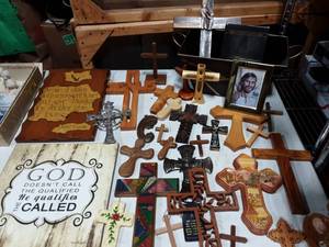 lot 53 image: Lot Of Religious Art Work, Crosses & Pictures