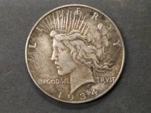 1934 Peace Silver Dollar...