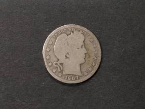 1907 Barber Silver Quarter...