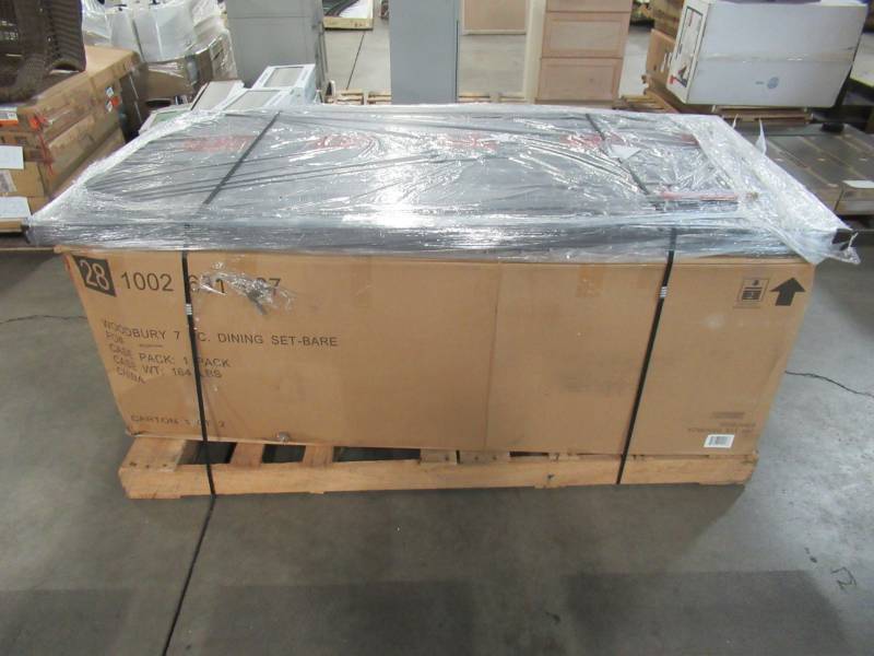 lot 117 image: Hampton Bay Woodbury 7-Piece Wicker Outdoor Patio Dining Set with Bare Cushions D9127-7PCR