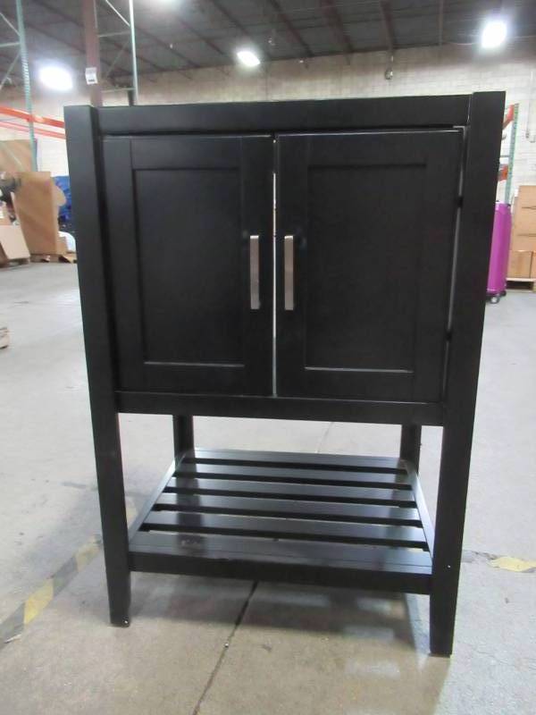 lot 214 image: Single Basin Vanity In Espresso Without Top. Measures 22 34 x 17 34 x 33 14 Tall.