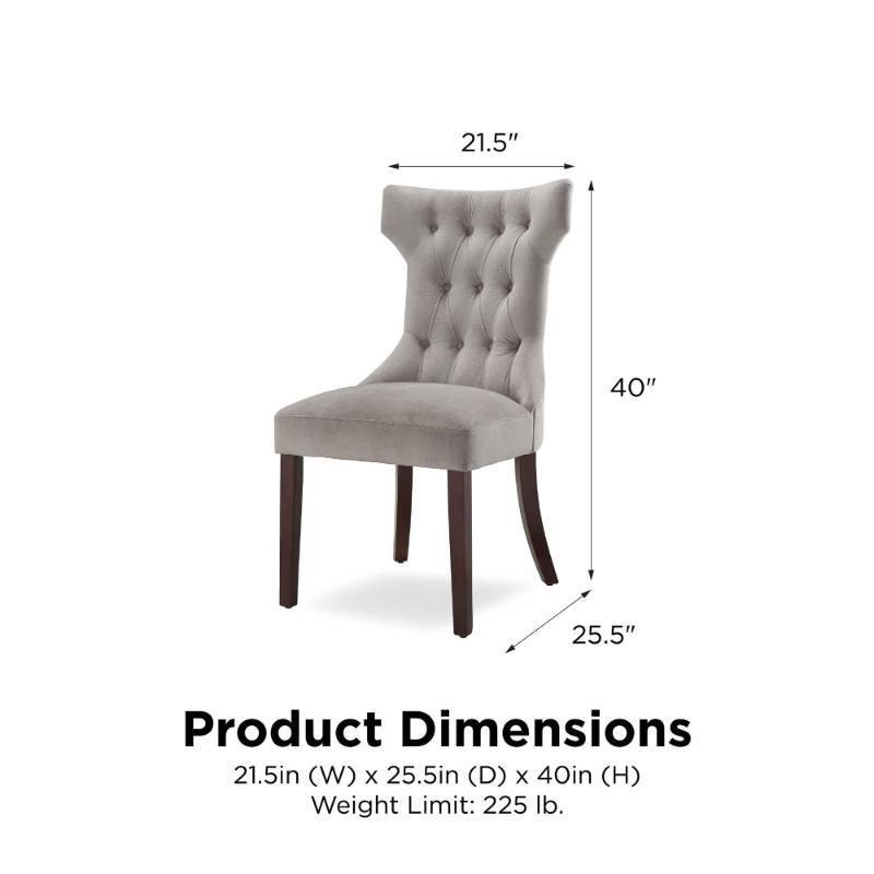 lot 222 image: Dorel Living Clairborne Tufted Hourglass Dining Chair, Set of 2, Taupe - Chairs are darker than in stock photo.