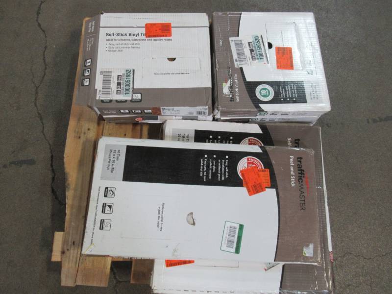 lot 226 image: WHOLESALE MIXED PALLET OF MISCELLANEOUS TRAFFIC MASTER PEEL AND STICK VINYL FLOOR TILE