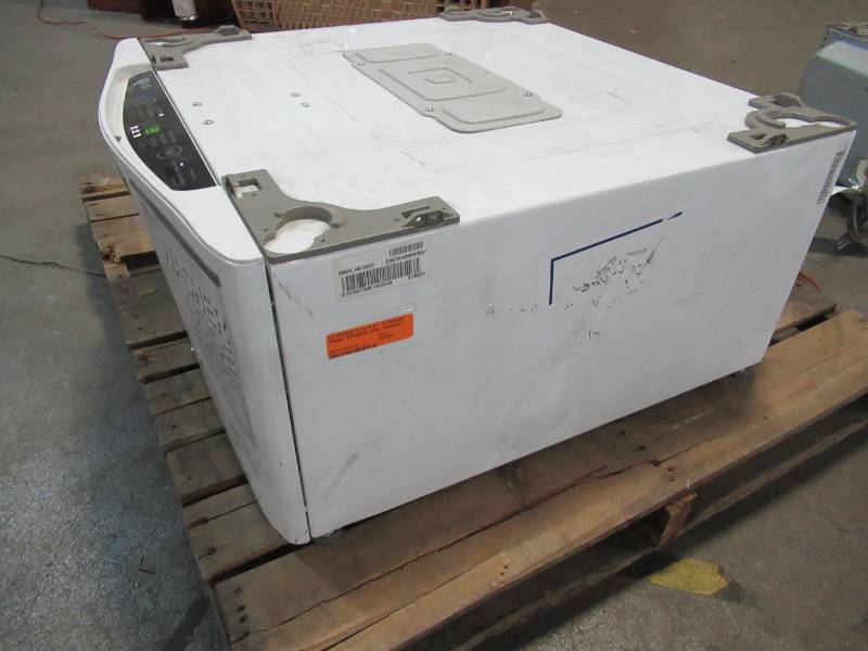 lot 237 image: LG Sidekick 1-cu ft 27-in Pedestal Washer In White WD100CW Untested - SLIGHT SCRATCH AND DENT, ELECTRONICS WORK