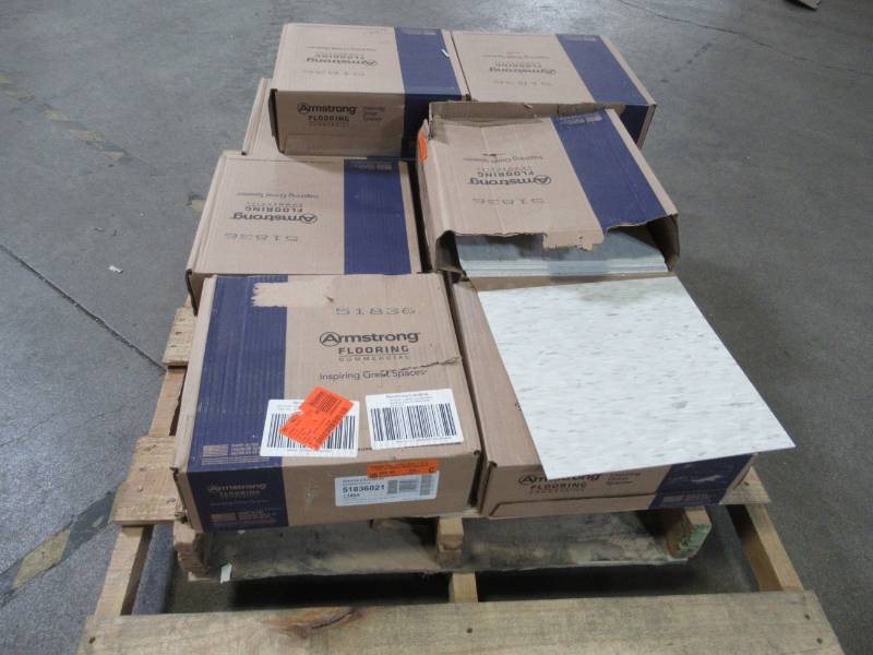 lot 241 image: Approximately 8 12 Cases of Armstrong Imperial Texture VCT 12 in. x 12 in. x 332 in. Shelter White Standard Excelon Vinyl Tile (45 sq. ft.  case)