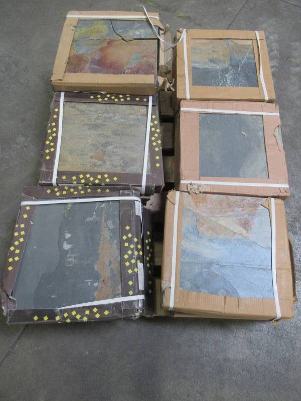 lot 242 image: WHOLESALE MIXED PALLET OF MISCELLANEOUS 12 x 16 in x 16 in. SLATE TILE