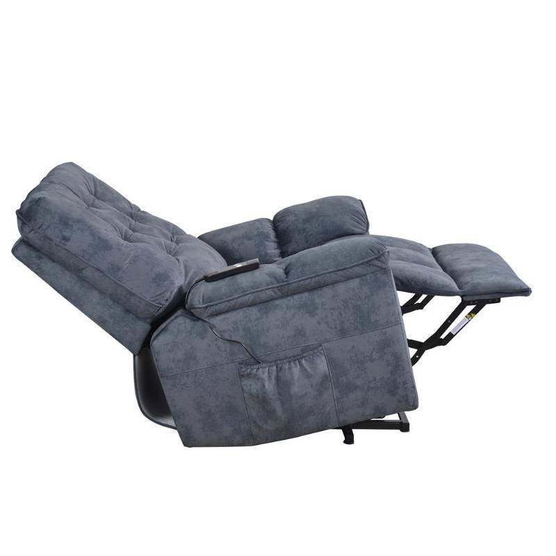 lot 244 image: Merax Gray Power Lift Recliner Chair with Remote and Soft Fabric, PP192670AAC - Missing Remote