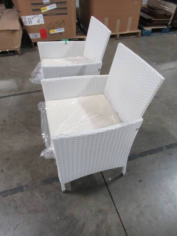lot 311 image: M&E Sales 2 Pack Wicker Dining Chair in White 2PKWHITE