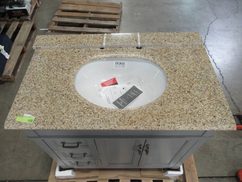 lot 327 image: Foremost Ashburn 36 in. W x 21.75 in. D Vanity Cabinet in Grey With Top ASGRA3621DL