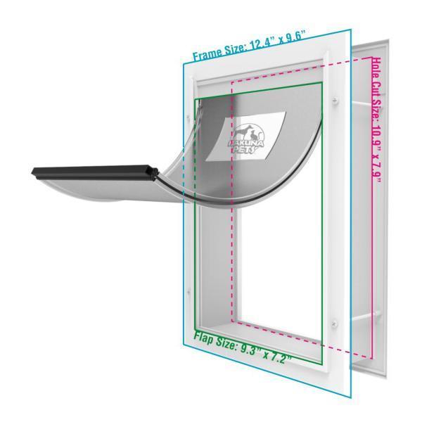 lot 860 image: Hakuna Pets 7.2 in. x 9.3 in. Small Deluxe Aluminum Pet Door Adjustable Tunnel White, 1162
