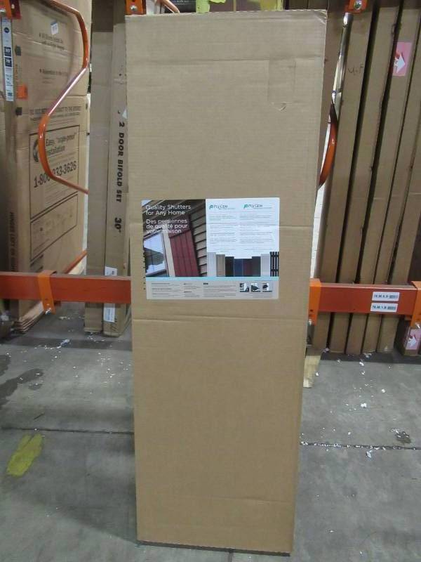 lot 625 image: Ply Gem 15 in. x 47 in. Raised Panel Polypropylene Shutter Pair in Black, VINRP1547 33