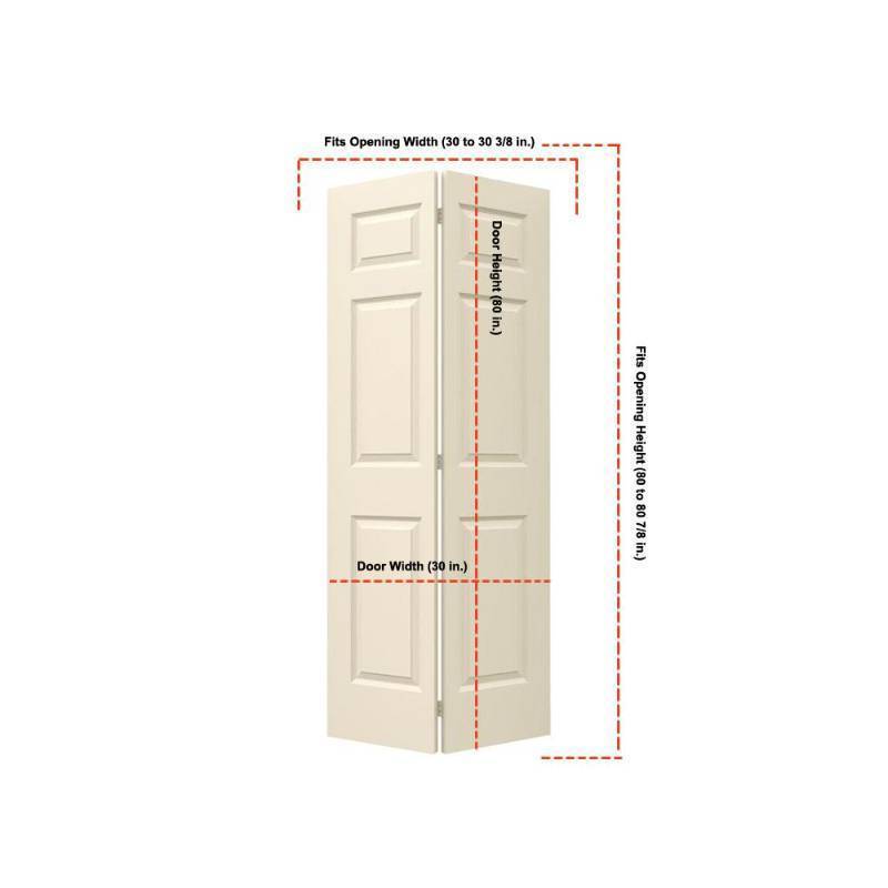 lot 628 image: Jeld-wen 30 in. x 80 in. Colonist Primed Smooth Molded Composite MDF Closet Bi-Fold Door, THDJW159900138 - Bi-Fold Slab Only.