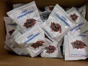 lot 334 image: 80 1.16 oz bags dried cranberries...