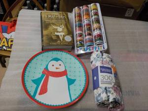 lot 77 image: Pillowcases, Hard cover book, Tapef...