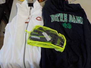 lot 194 image: Notre Dame sweatshirt, Chicago top,...