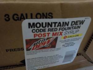 lot 305 image: 3 3 gallon Mountain Dew Code Red fo...