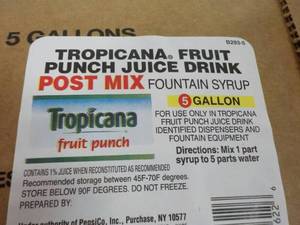 lot 308 image: 2 5 gallon Tropicana fruit punch ju...