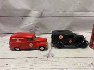 lot 91 image: Vintage Ertl Red Cross & Delivery Van Banks