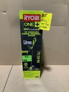 lot 15 image: RYOBI ONE 18-Volt Lithium-Ion Cordless String TrimmerEdger - 4.0 Ah Battery and Charger Included NOT USED SEE PICS