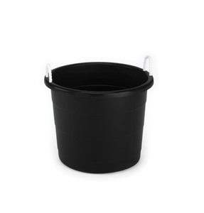 lot 44 image: HOMZ 17 GAL. ROPE HANDLE TUB IN BLACK (2-PACK) NOT USED SEE PICS