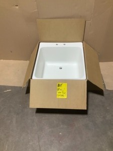 lot 51 image: MUSTEE UTILATUB 23 IN. X 25 IN. POLYPROPLYENE FLOOR MOUNT LAUNDRY TUB NOT USED SEE PICS