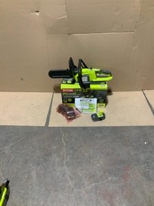 lot 61 image: RYOBI ONE Lithium 10 in. 18-Volt Lithium-Ion Cordless Chainsaw - 1.5 Ah Battery and Charger Included NOT USED SEE PICS