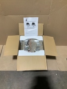 lot 64 image: LIFT BRIDGE KITCHEN & BATH DECORATIVE BRUSHED NICKEL 110 CFM CEILING FAN WITH LIGHT AND GLASS GLOBE NOT USED SEE PICS