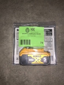 lot 74 image: DEWALT 20-VOLT MAX XR PREMIUM LITHIUM-ION (1) 5.0AH BATTERY NEW SEE PICS