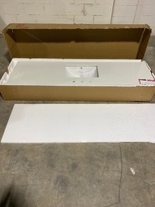 lot 84 image: 73 in. W x 22 in. D Engineered Marble Single Trough Sink Vanity Top in Winter White SEE DESCRIPTION & PHOTOS