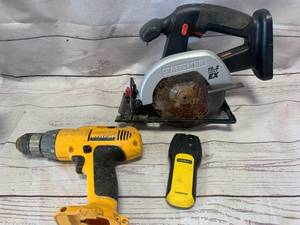 lot 72 image: Craftsman Cordless Circular Saw, DeWalt Drill, Stud Finder