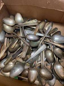lot 105 image: Nearly 7lbs of Antique Spoons (from very old building)