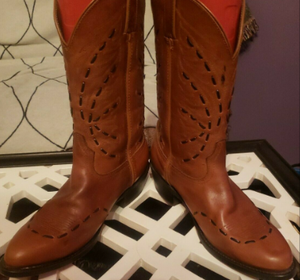 lot 111 image: GuideGear Whip Stitch Ranch Wrangler Western Cowboy Brown Leather Boots 10.5D