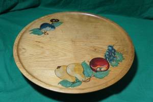 lot 137 image: Vintage Hand Decorated Wooden Lazy Susan
