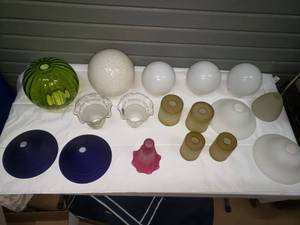 lot 148 image: Large Lot of Light Replacement Globes & Shades, From Mid Century Modern to Contemporary