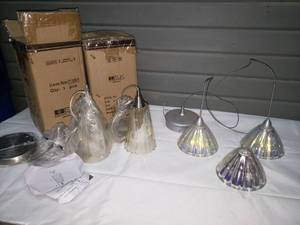 lot 198 image: Shaded & Iridescent Hanging LED Pendant Lights