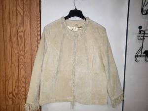 lot 201 image: Pamela McCoy Suede Leather Fringed Coat Sz 2X, NWOT