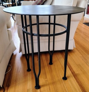 lot 11 image: Round Black Metal Accent Table
