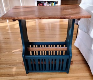 lot 16 image: Painted Wood Accent TableMagazine Rack