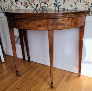 lot 22 image: Antique Crescent Drop Leaf AccentConsole Table