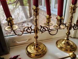 lot 25 image: Brass Candleholders and New Taper Candles