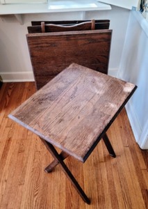 lot 24 image: Vintage Wooden Folding Tray Set