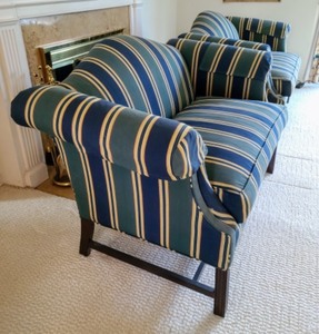 lot 34 image: Pair of Custom Upholstered Loveseats