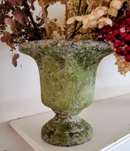 lot 35 image: Pair of Decorative Painted Cement Urns
