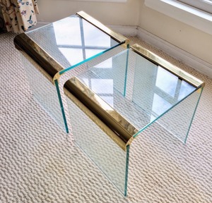 lot 37 image: Pair of Contemporary Style Glass Accent Tables