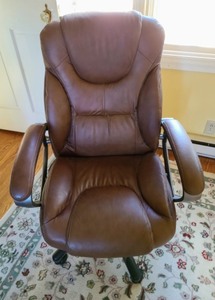 lot 50 image: Brown Leather Office Chair