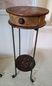 lot 62 image: Round Wood Accent Table Set