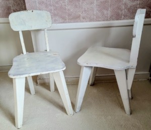 lot 65 image: Pair of Vintage Painted Wooden Chairs