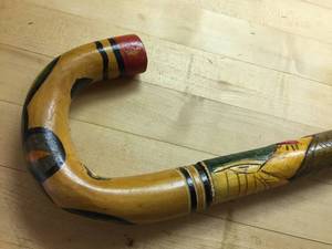 lot 375 image: Hand Carved  Painted Walking Cane