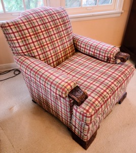 lot 78 image: Plaid Upholstered Armchair