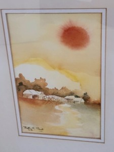 lot 300 image: Small Framed Vibrant Watercolor Painting
